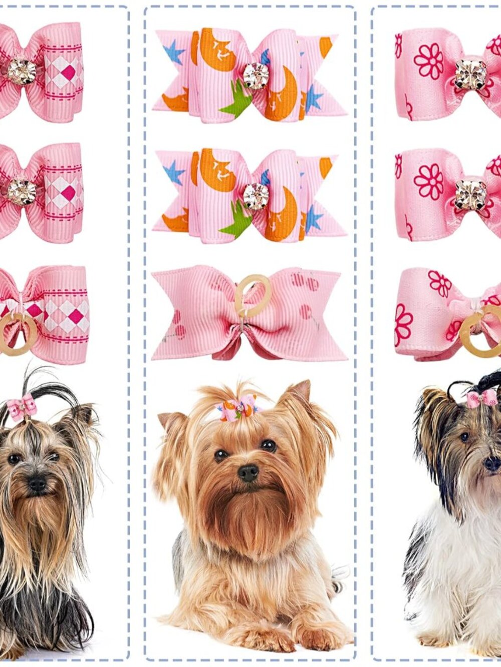 Mixed Styles Pet Cat Puppy Topknot Small Dog Hair Bows with Rubber Bands Groomin - Picture 3 of 8